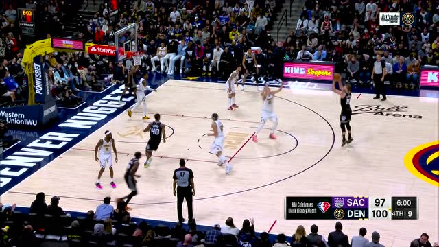 【2022年02月27日 国王vs掘金集锦】终究是被可乐耽误了！约老师反击上篮惨遭小萨追身大帽