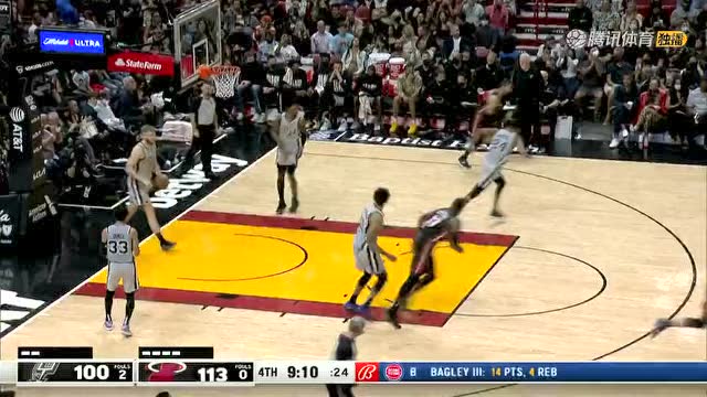 【2022年02月27日 马刺vs热火集锦】一己之力打懵马刺 阿德巴约连砍12分不可阻挡