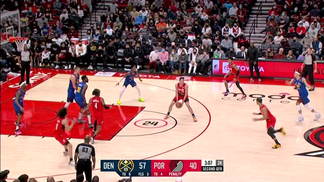 【2022年02月28日 掘金vs开拓者集锦】约基奇彩虹连线长传建功 格林快攻欧洲步上篮命中