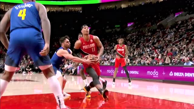 【2022年02月28日 掘金vs开拓者集锦】单骑闯关撕裂防线 哈特突破两人防守上篮命中