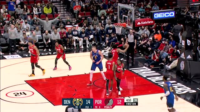 【2022年02月28日 掘金vs开拓者集锦】无视防守内线建功 约基奇身高臂长迎射西蒙斯