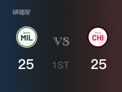 首节战罢，公牛25-25战平雄鹿