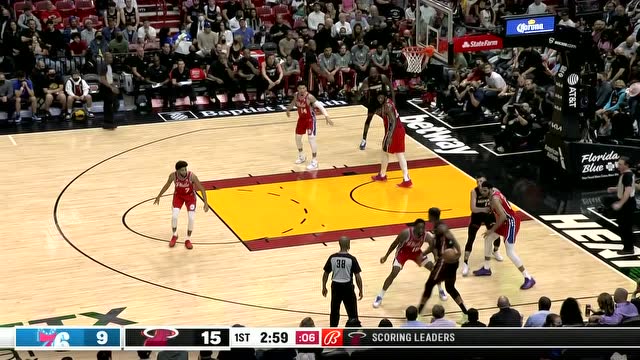 【2022年03月06日 76人vs热火集锦】这球不给个2+1？巴特勒迎着防守倒地命中中距离