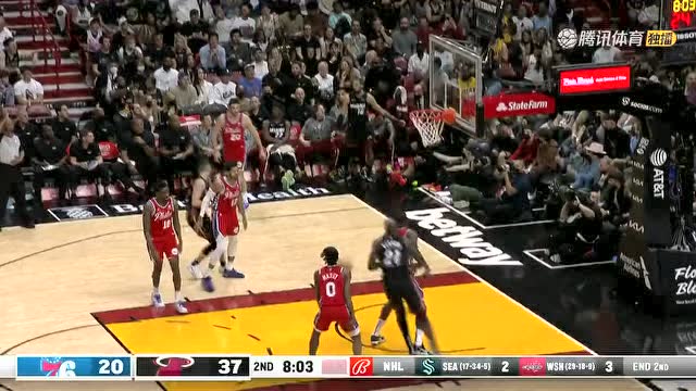 【2022年03月06日 76人vs热火集锦】分差扩大到20！ 文森特分球底角马丁晃出破绽三分一杆进洞