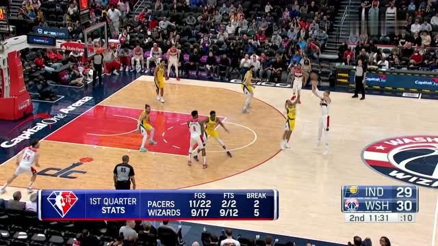 【2022年03月07日 步行者vs奇才集锦】奇才球迷高兴坏了 波神外线架炮接球就射