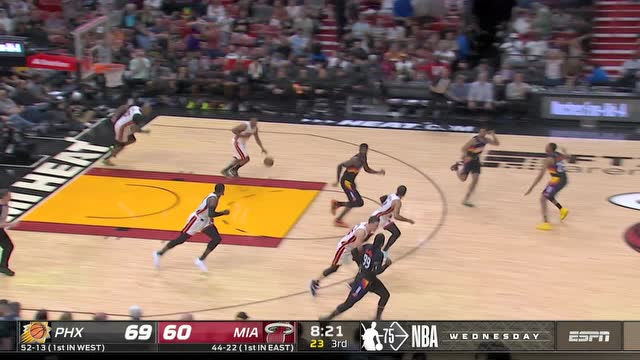 【2022年03月10日 太阳vs热火集锦】洛瑞假投真传直塞篮下 阿德巴约球到人到双手暴扣