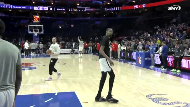 【2022年03月11日 篮网vs76人集锦】大战当前杜兰特丝毫不懈怠 赛前独自热身