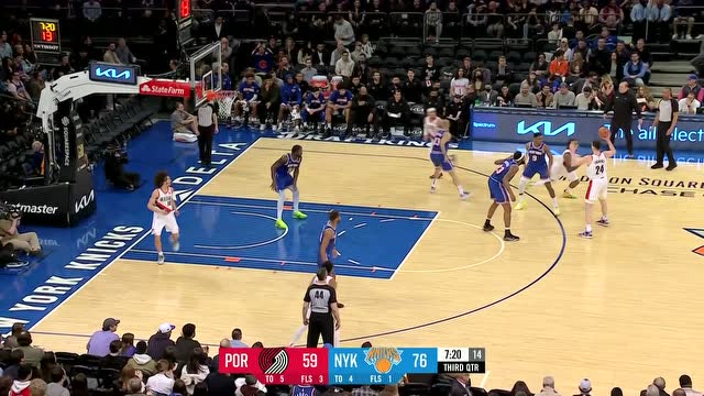 【2022年03月17日 开拓者vs尼克斯集锦】开拓者98-128尼克斯 尼克斯轻取开拓者结束连败