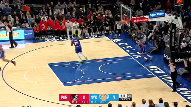 【2022年03月17日 开拓者vs尼克斯集锦】哈特接球就投 外线三分应声入网