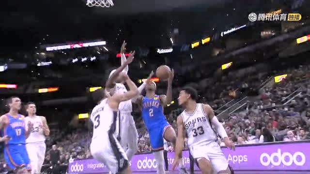 【2022年03月17日 雷霆vs马刺集锦】亚历山大急速反击刷框而出 贝兹利跟进补篮打成2+1