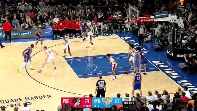 【2022年03月17日 开拓者vs尼克斯集锦】兰德尔vs开拓者集锦 20+9+7直杀内线惊艳隔扣