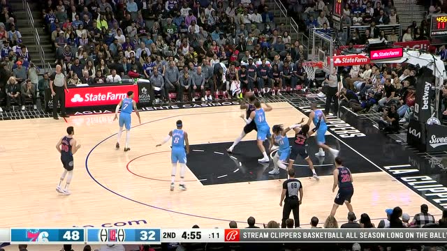 【2022年03月26日 76人vs快船集锦】内线力压众人 塞布尔一枝独秀内线补篮以一敌三