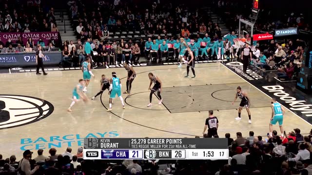 【2022年03月28日 黄蜂vs篮网集锦】25279分！杜兰特大长腿跳步抛投追平雷吉米勒