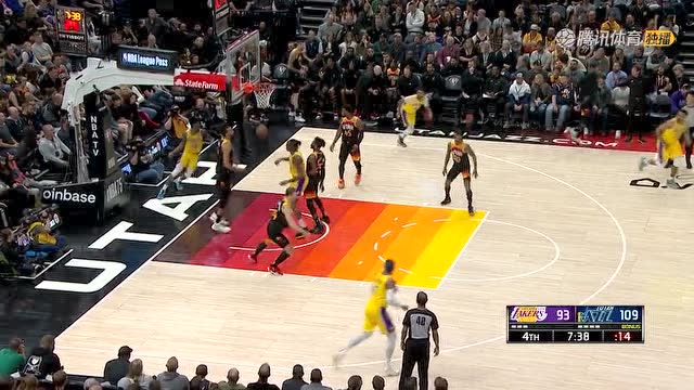 【2022年04月01日 湖人vs爵士集锦】湖人后卫线尖刀利刃 蒙克艰难杀往篮下两分入账