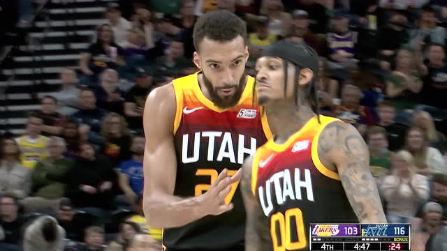 【2022年04月01日 湖人vs爵士集锦】克拉克森声东击西 博格达外线三分出手就有