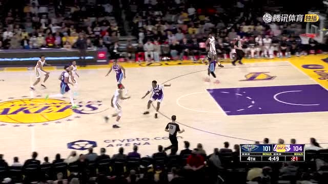 【2022年04月02日 鹈鹕vs湖人集锦】瓦兰大帽威少劈头盖脸 再二次进攻迫近分差