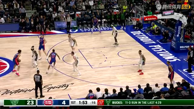 【2022年04月09日 雄鹿vs活塞集锦】终于得分了！坎宁安强突打进一球 为球队打破得分荒