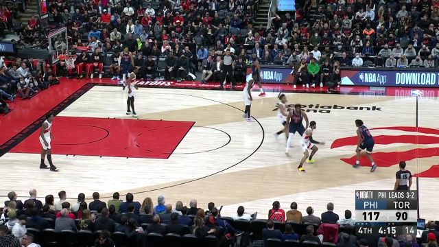 【2022年04月29日 76人vs猛龙集锦】恩比德接球起飞单臂劈扣 扣完不忘飞翔庆祝