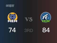 三节战罢，森林狼84-74领先灰熊，末节再战