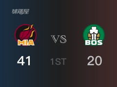 首节比分，热火41-20领先凯尔特人，阿德巴约12分