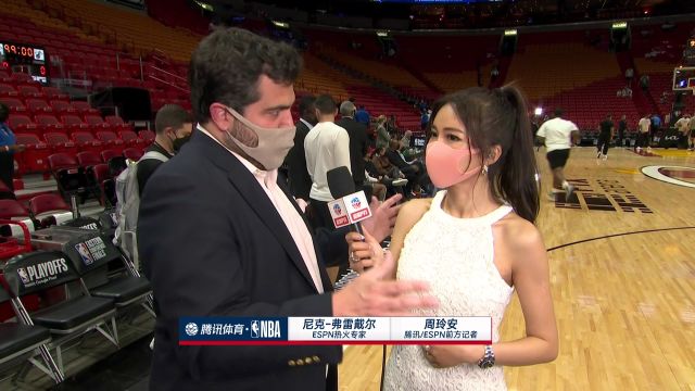 【2022年05月30日 凯尔特人vs热火集锦】前方连线周玲安采访ESPN热火专家：塔图姆作为超级巨星在生死时刻扛起球队往前走
