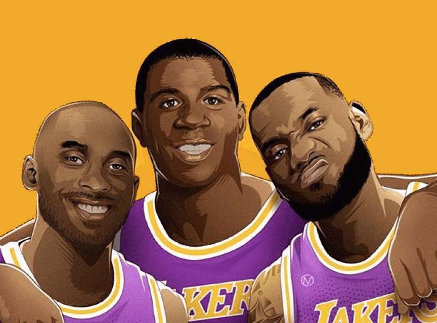 NBA紫金王朝湖人高清手机壁纸 詹姆斯科比魔术师（B57）