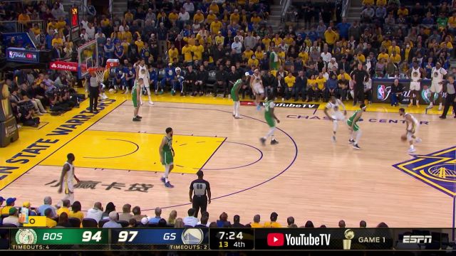 【2022年06月03日 凯尔特人vs勇士集锦】总决赛也敢玩花活儿！老一哥背后妙传格林空切上篮得手