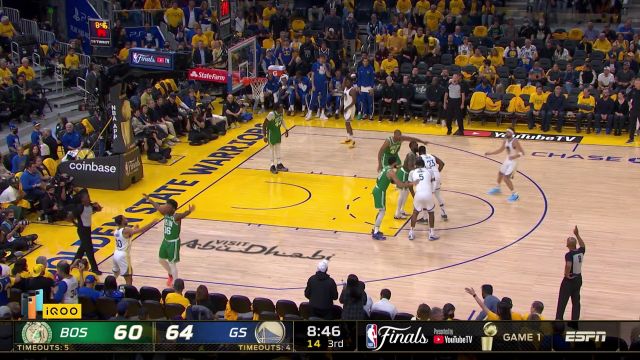 【2022年06月03日 凯尔特人vs勇士集锦】手上是真有活儿！汤普森金鸡独立撤步中投命中