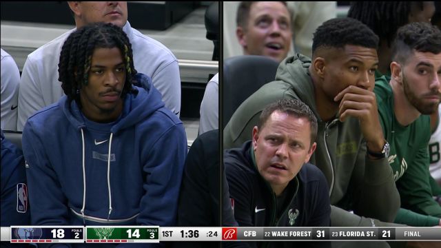 【2022年10月02日 灰熊vs雄鹿集锦】头牌坐镇！莫兰特字母哥同框 在场边观战为球队助威