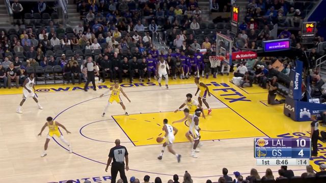 【2022年10月10日 湖人vs勇士集锦】里突外投状态火热 维金斯连续轰下5分追回分差