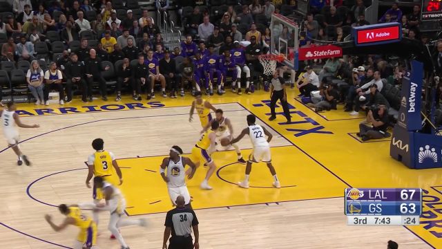 【2022年10月10日 湖人vs勇士集锦】普尔突破妙传瞒天过海 卢尼面对浓眉空中小拉杆打进