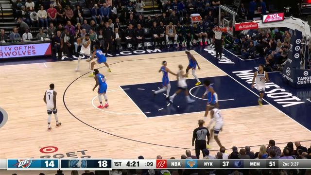 【2022年10月20日 雷霆vs森林狼集锦】杀入内线平步青云 麦克丹尼尔斯天赋尽显飞身单臂劈扣