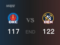 【战况】全场结束，掘金力克雷霆，小波特22+6