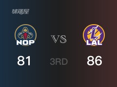 NBA常规赛：湖人以86-81领先鹈鹕，结束三节