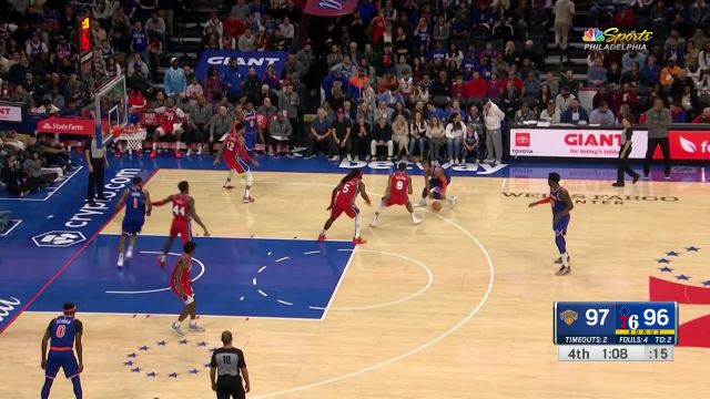 【2022年11月05日 尼克斯vs76人集锦】坐稳领先优势！布伦森灵蛇出洞突破上篮2+1打停对手