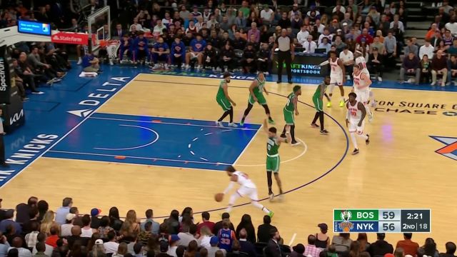 【2022年11月06日 凯尔特人vs尼克斯集锦】花活儿真多！布伦森不看人击地回传巴雷特空切挂筐