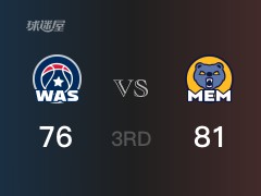 NBA常规赛：三节战罢，灰熊以81- 76领先奇才，贝恩19+4