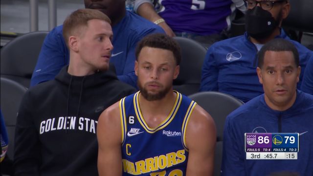 【2022年11月08日 国王vs勇士集锦】我们不是上赛季的冠军吗？库里面对球队落后窘境发呆沉思