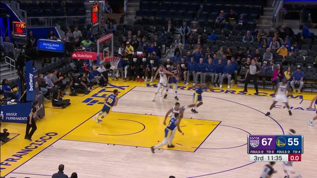 【2022年11月08日 国王vs勇士集锦】普尔传球后直接扭头回防 维金斯不负众望三分命中