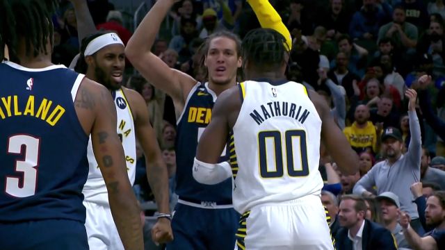 【2022年11月10日 掘金vs步行者集锦】马图林迎着戈登强打2+1再吃T 贴脸怒吼泄愤引球迷不满触发安保