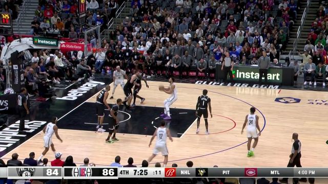 【2022年11月13日 篮网vs快船集锦】还是有运动战得分的！西蒙斯手感柔和抛射取分