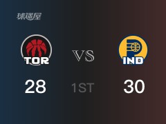 首节比分，步行者30-29领先猛龙，史密斯9分