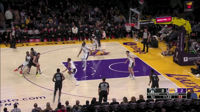 【2022年11月14日 篮网vs湖人集锦】奥尼尔假突真传晃开防守 克拉克斯顿顺势抛投稳稳打进