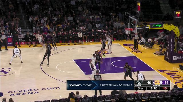 【2022年11月14日 篮网vs湖人集锦】里夫斯吸引火力送出妙传 浓眉跟进双臂暴扣力贯千钧