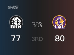 NBA常规赛：三节战罢，湖人以82- 77领先篮网，浓眉哥31+14+2