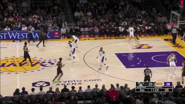 【2022年11月14日 篮网vs湖人集锦】完美配合！渡边雄太炮弹直传助飞哈里斯上篮打进