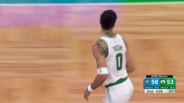 【2022年11月15日 雷霆vs凯尔特人集锦】配合天衣无缝 布朗行进间手递手助攻塔图姆单手劈扣