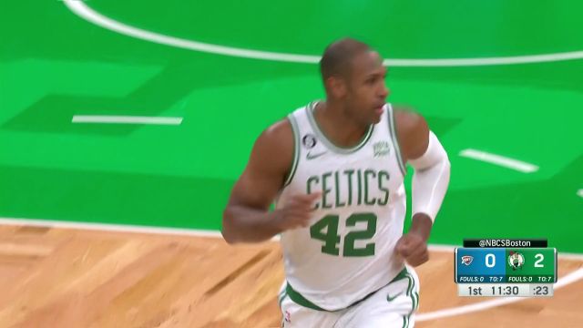 【2022年11月15日 雷霆vs凯尔特人集锦】开场来个下马威！布朗空中炮弹直传助攻霍福德双臂暴扣