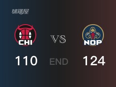 【战况】NBA常规赛：麦克勒姆23+4+8，鹈鹕124-110战胜公牛