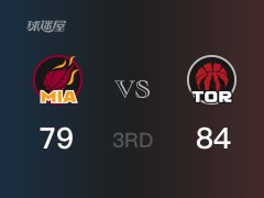 NBA常规赛：猛龙以84-79领先热火，结束三节